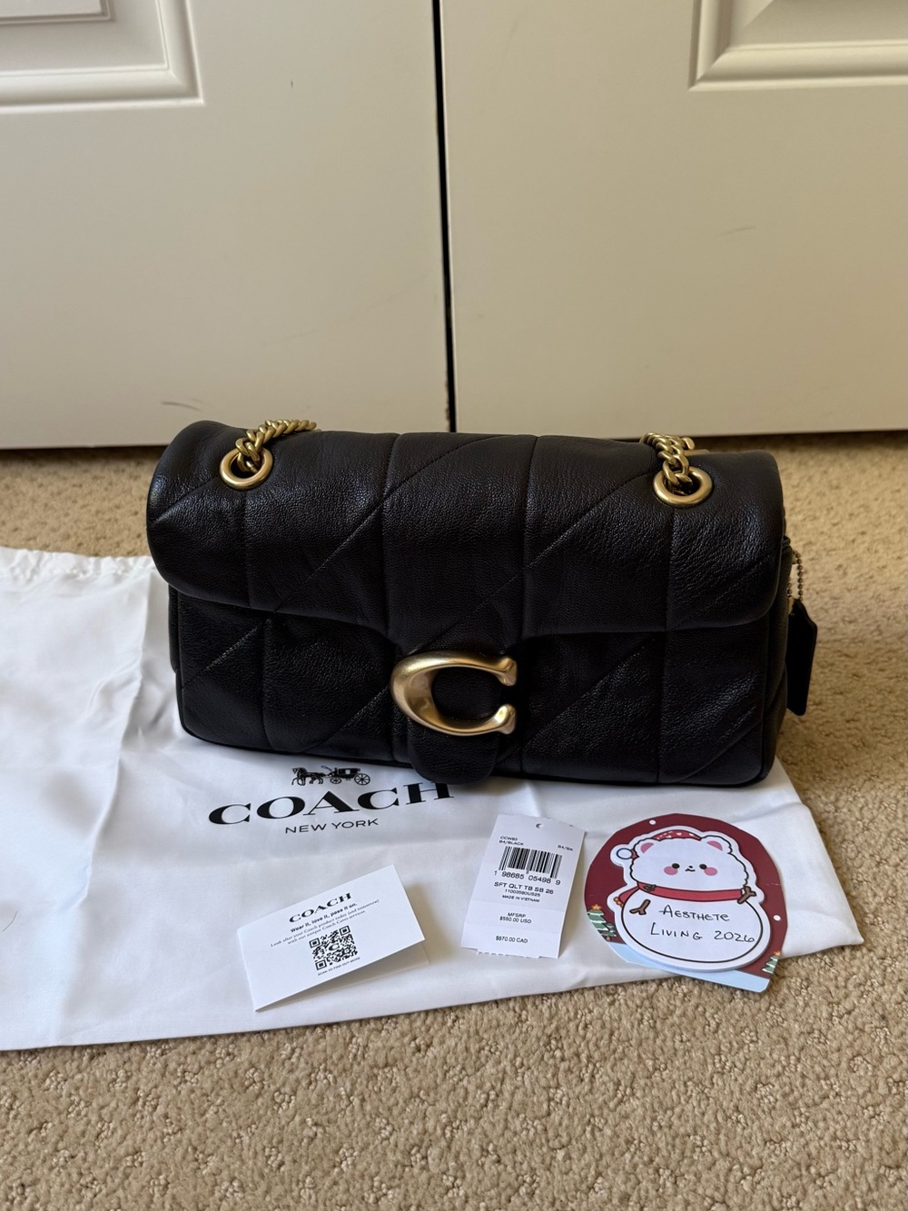 Coach Black Quilted Soft Tabby 26 in Black - Picture 2 of 12